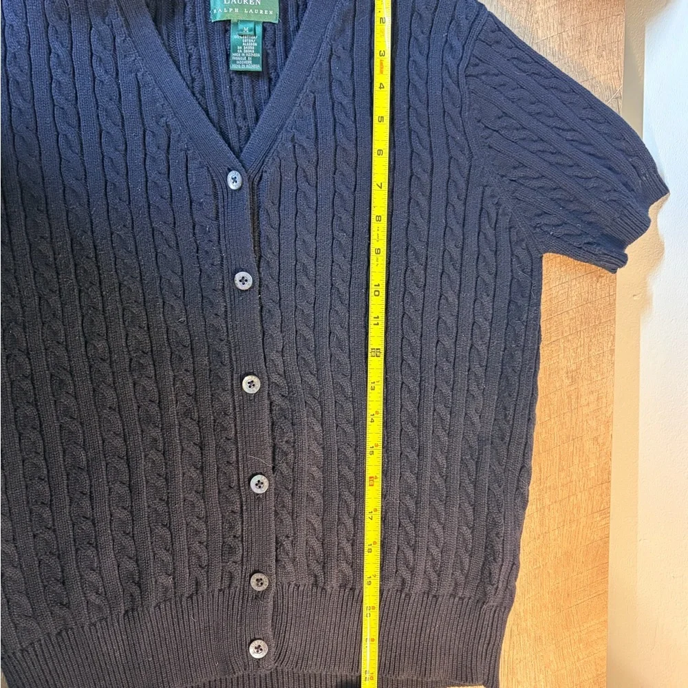 Ralph Lauren Navy Cable Knit Short Sleeve Cardigan - Picture 5 of 6